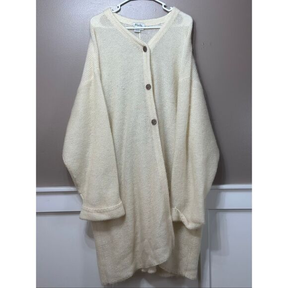 Vintage Blushe by Spiegel Mohair Blend Duster Cardigan Cream Sweater Women's 3XL - Picture 2 of 8